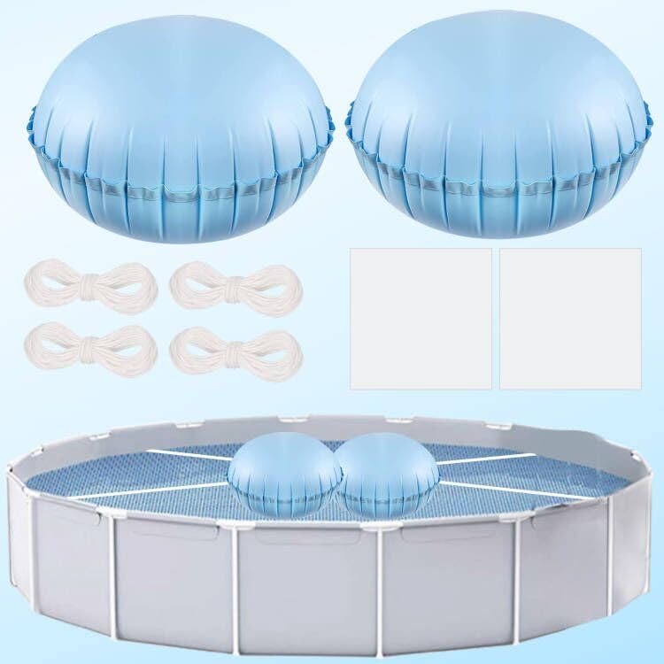 Waybas 2pcs Pool Pillows for Above Ground Pools, 4ft Dia Heavy Duty Swimming Pool Air Pillow 0.4mm Thick Pool Closing Winter Kit Pool Cover Float Balloon with String Repair Tape for Winterizing Ice Equalizer - Image 1